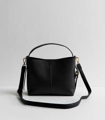 Black Faux Leather Mini Bucket Bag