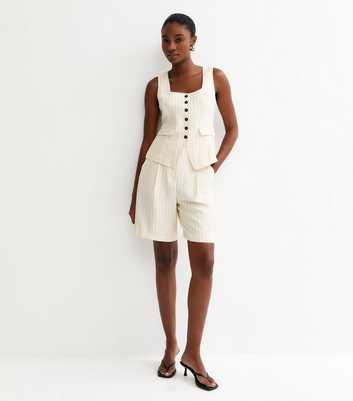 White Striped Shorts