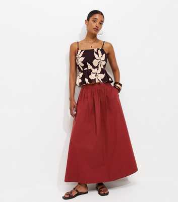 Rust Cotton Poplin Circle Skirt