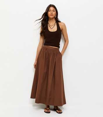 Brown Poplin Circle Skirt