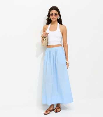 Light Blue Cotton Poplin Circle Skirt