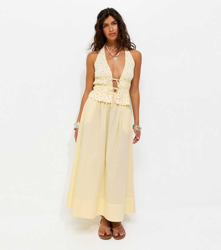 Light Yellow Cotton Poplin Circle Skirt