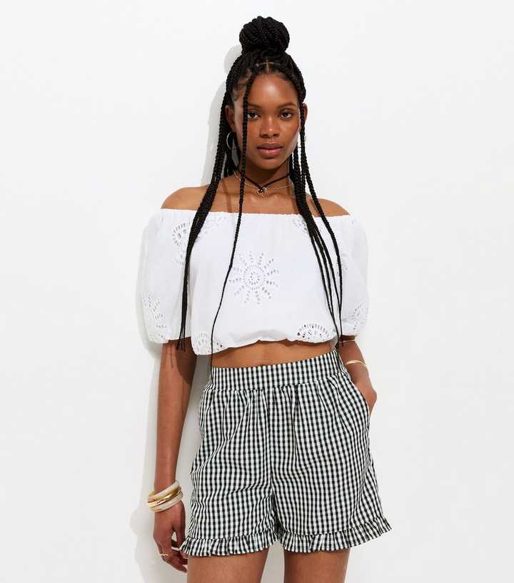 Black Gingham Frill Shorts