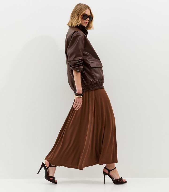 Dark Brown Midweight Jersey Full Skirt