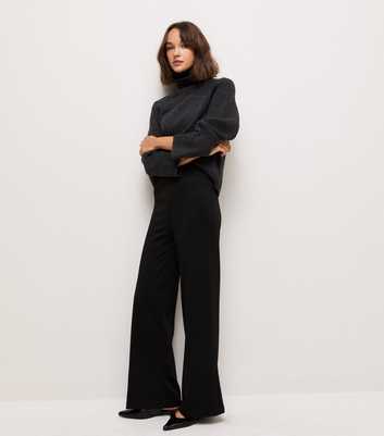 Black Wide Leg Jersey Trousers
