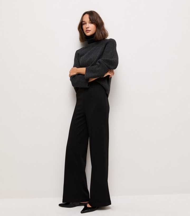 Black Wide Leg Jersey Trousers