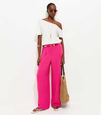 Bright Pink Wide Leg Trousers