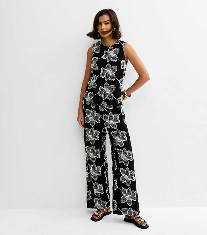 Black Cornelli Embroidered Trousers