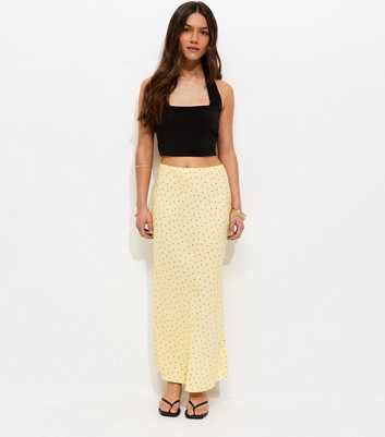 Petite Yellow Polka Dot Bias Cut Midi Skirt