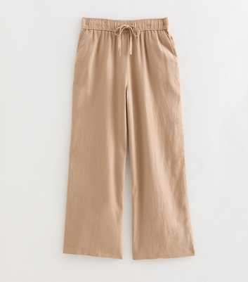 Petite Mink Linen Blend Wide Leg Trousers