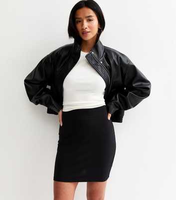 Petite Black Stretchy Tube Mini Skirt