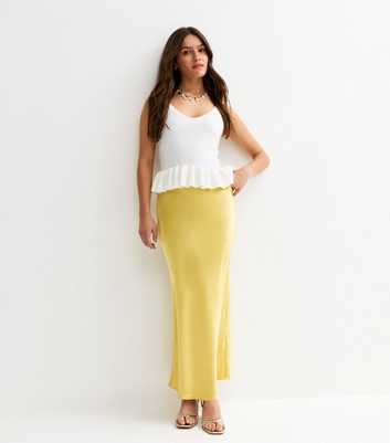 Petite Light Green Satin Bias Cut Midi Skirt