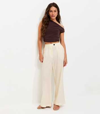 Petite White Linen Rich Tailored Trousers