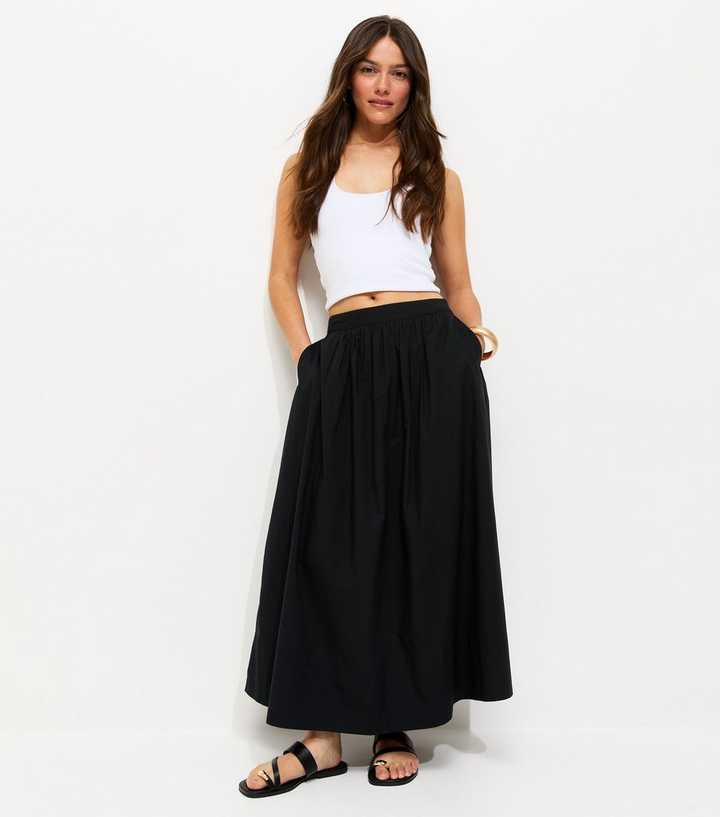 Petite Black Poplin Circle Skirt