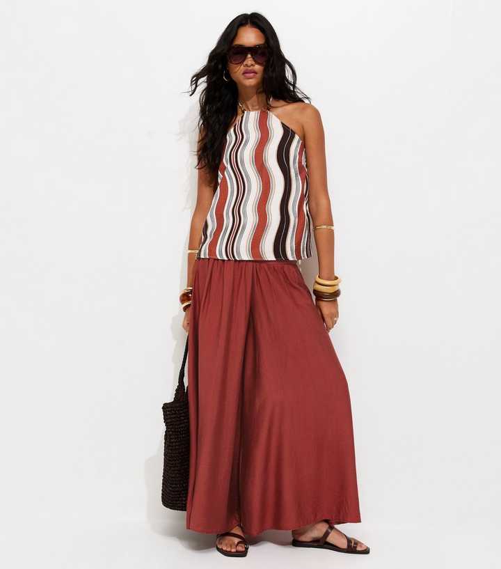 Rust Wide Leg Palazzo Trousers