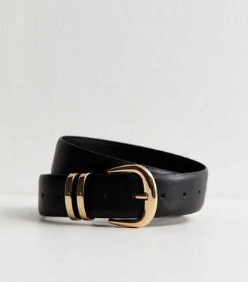 Black Faux Leather Buckled Belt