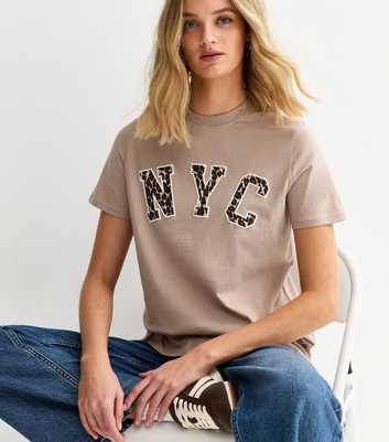 Mink Leopard Print NYC Regular T-Shirt