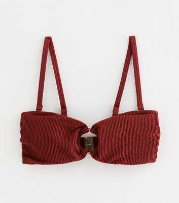 Rust Crinkle O-Ring Bandeau Bikini Top