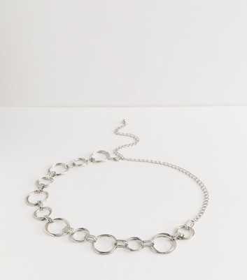 Silver Tone Multi Ring Chain Belt