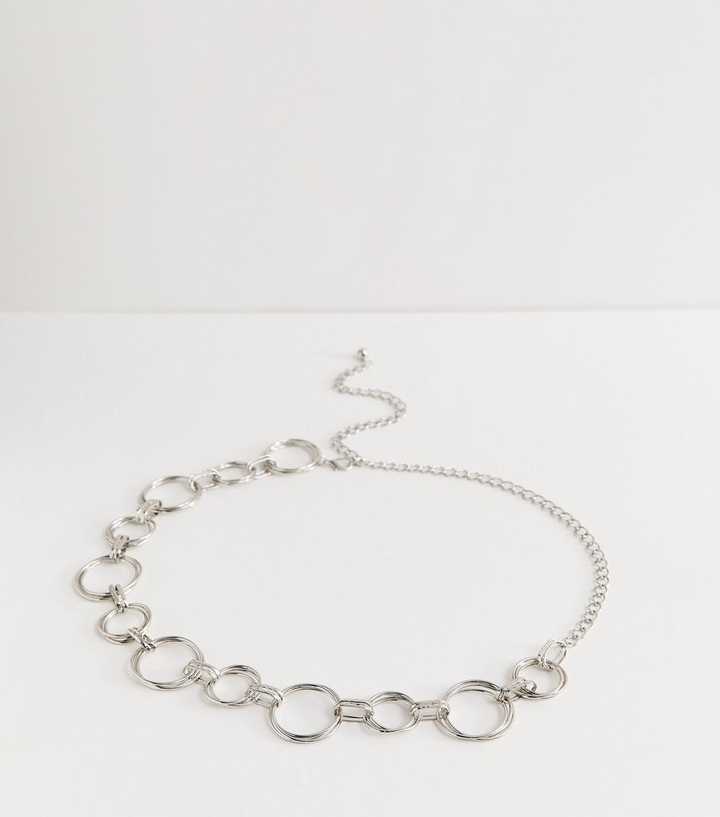 Silver Tone Multi Ring Chain Belt