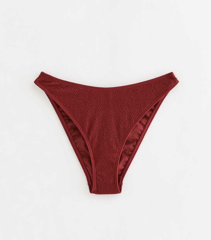 Rust Crinkled High Leg Hipster Bikini Bottoms