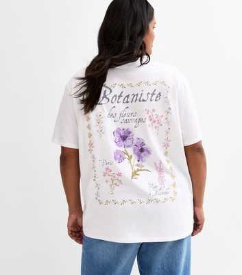 Curves White Cotton Oversized Floral Print T-Shirt