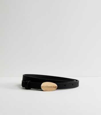 Black Faux Suede Textured Pebble Buckle Belt