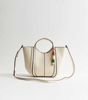 White Faux Leather Scoop Top Mini Tote Bag