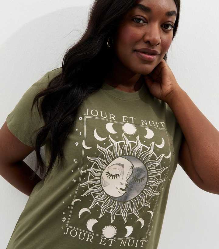 Curves Green Cotton Mystical Sun T-Shirt