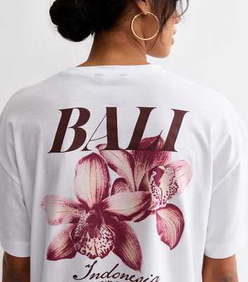 White Cotton Bali Print Oversized T-Shirt