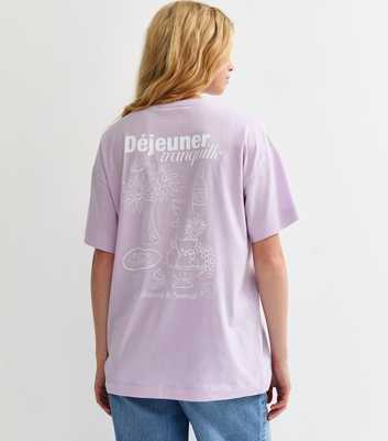 Lilac Sketchy Print Oversized T-Shirt