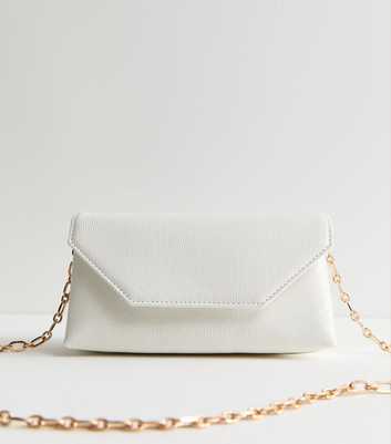 White Lizard Effect Faux Leather Clutch