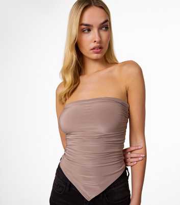 Pink Vanilla Brown Ruched Slinky Bandeau Top
