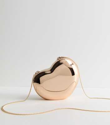 Gold Tone Heart Box Clutch