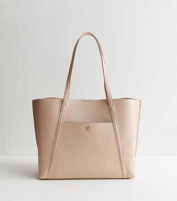 Camel Faux Leather Front Pocket Tote Bag