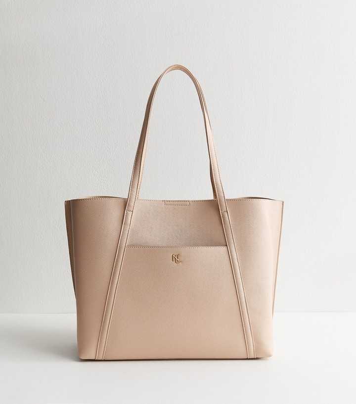 Camel Faux Leather Front Pocket Tote Bag
