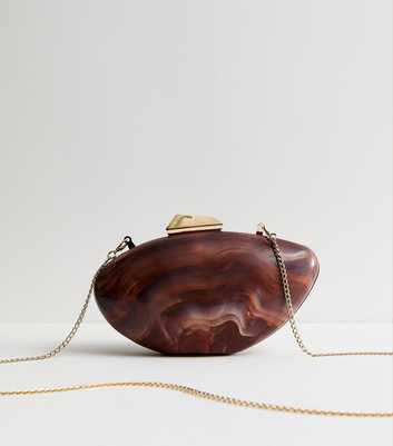 Brown Resin Shell Shape Box Clutch