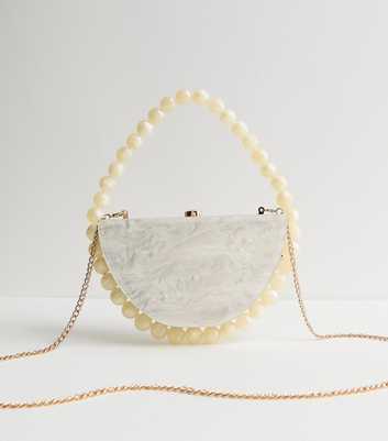 Cream Pearl Effect Box Clutch