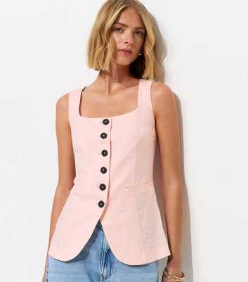 Light Pink Linen Rich Thick Strap Waistcoat