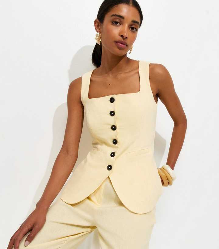 Yellow Linen Rich Thick Strap Waistcoat
