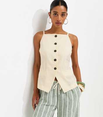 White Linen Rich Thin Strap Waistcoat