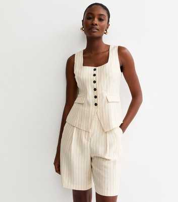 Cream Stripe Square Neck Waistcoat