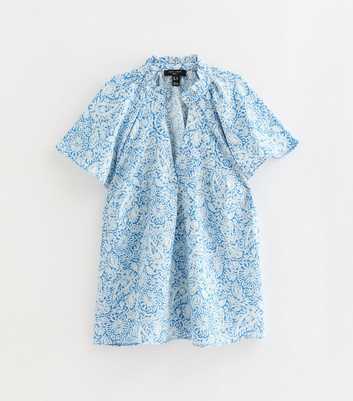 Tall Blue Paisley Flutter Sleeve Blouse