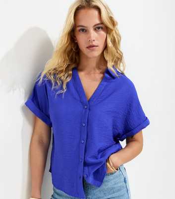 Tall Dark Blue Plain Short Sleeve Shirt