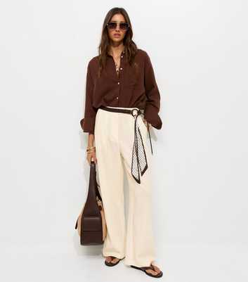 White Linen Rich Tailored Trousers