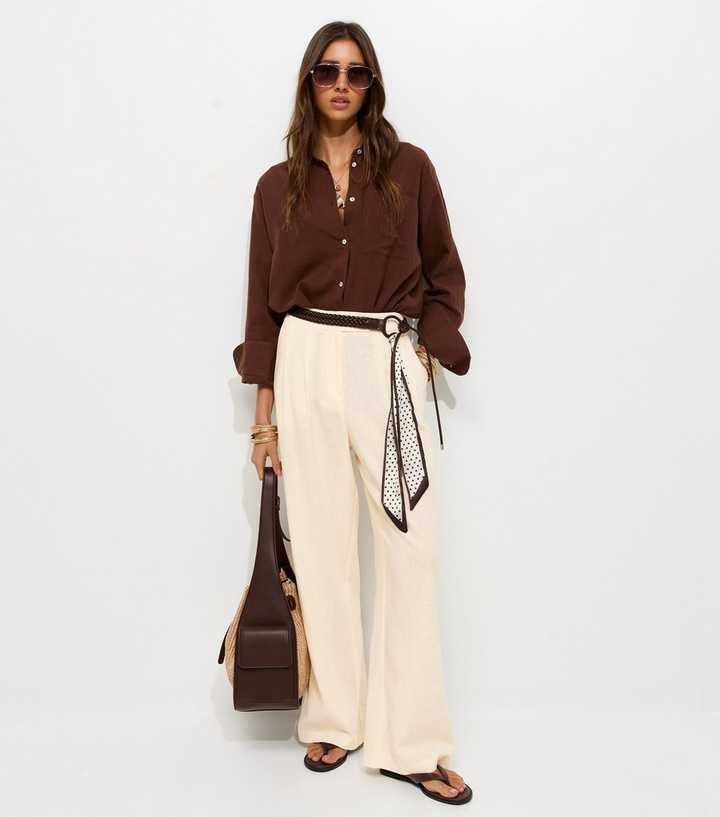 White Linen Rich Tailored Trousers
