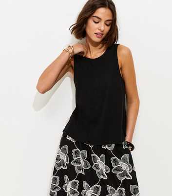Tall Black Linen Blend Sleeveless Top