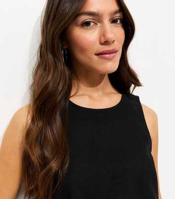 Petite Black Linen Blend Sleeveless Top