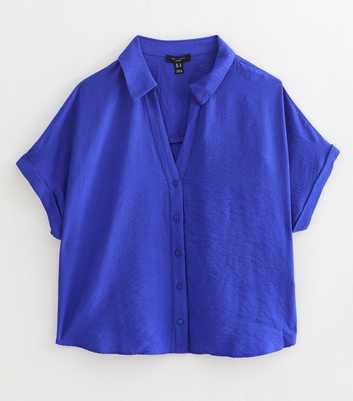 Curves Dark Blue Plain Short Sleeve Shirt