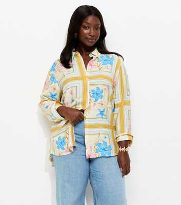 Curves Yellow Floral Title Print Shirt